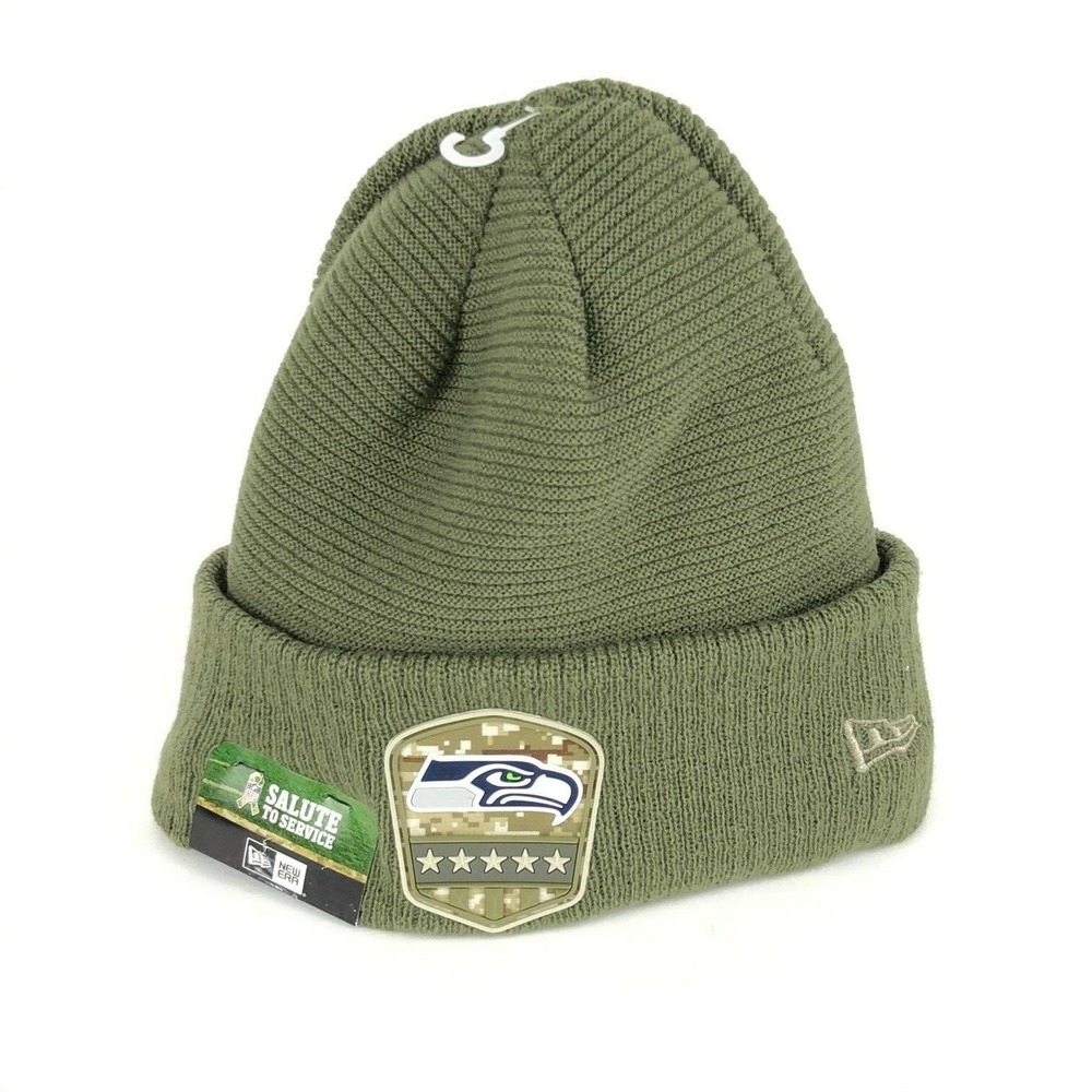 Seattle Seahawks 2019‎ NFL Salute to Service NEW ERA On Field Knit Hat New